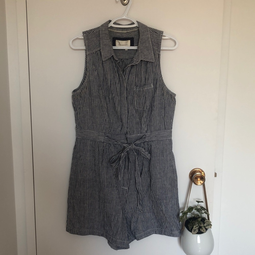 Anthropologie Pin Stripe Sleeveless Romper